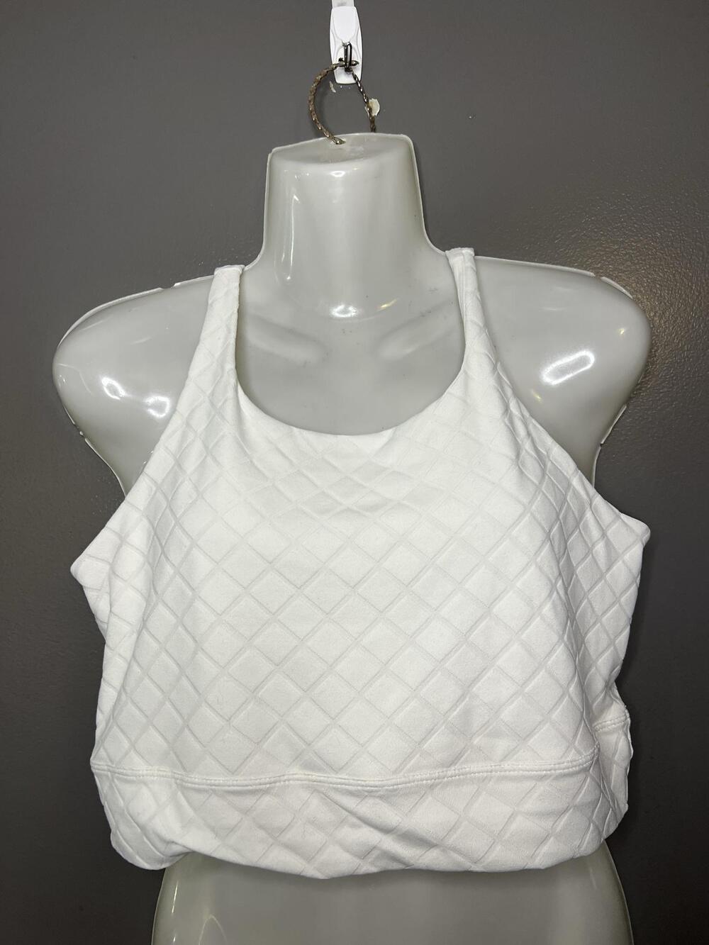 Nike Dri-FIT Sports Bra Womens Large White Diamond Knit Racerback Stretch